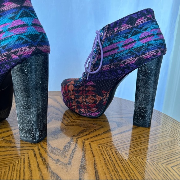 B Love Style Colorful Boho Tribal Print High Heel Lace Up Ankle Boots - Picture 10 of 17